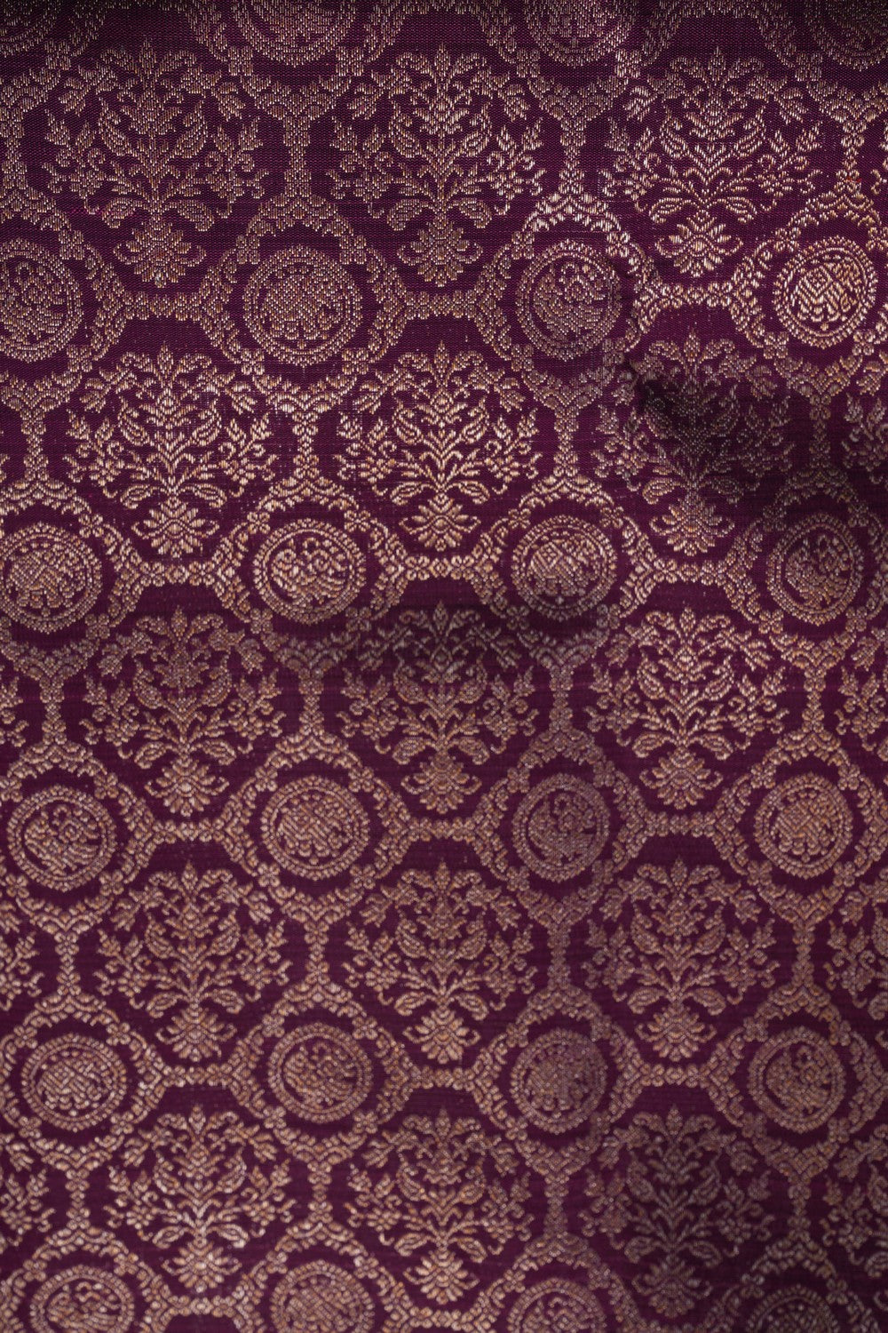 Image of Violet Silver Yanai Kil Floral Brocade Arani Silk Saree