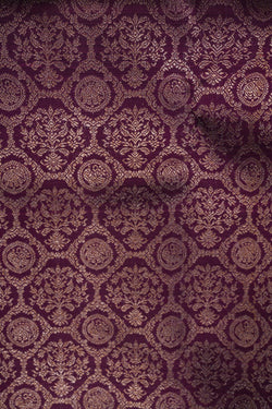 Image of Violet Silver Yanai Kil Floral Brocade Arani Silk Saree