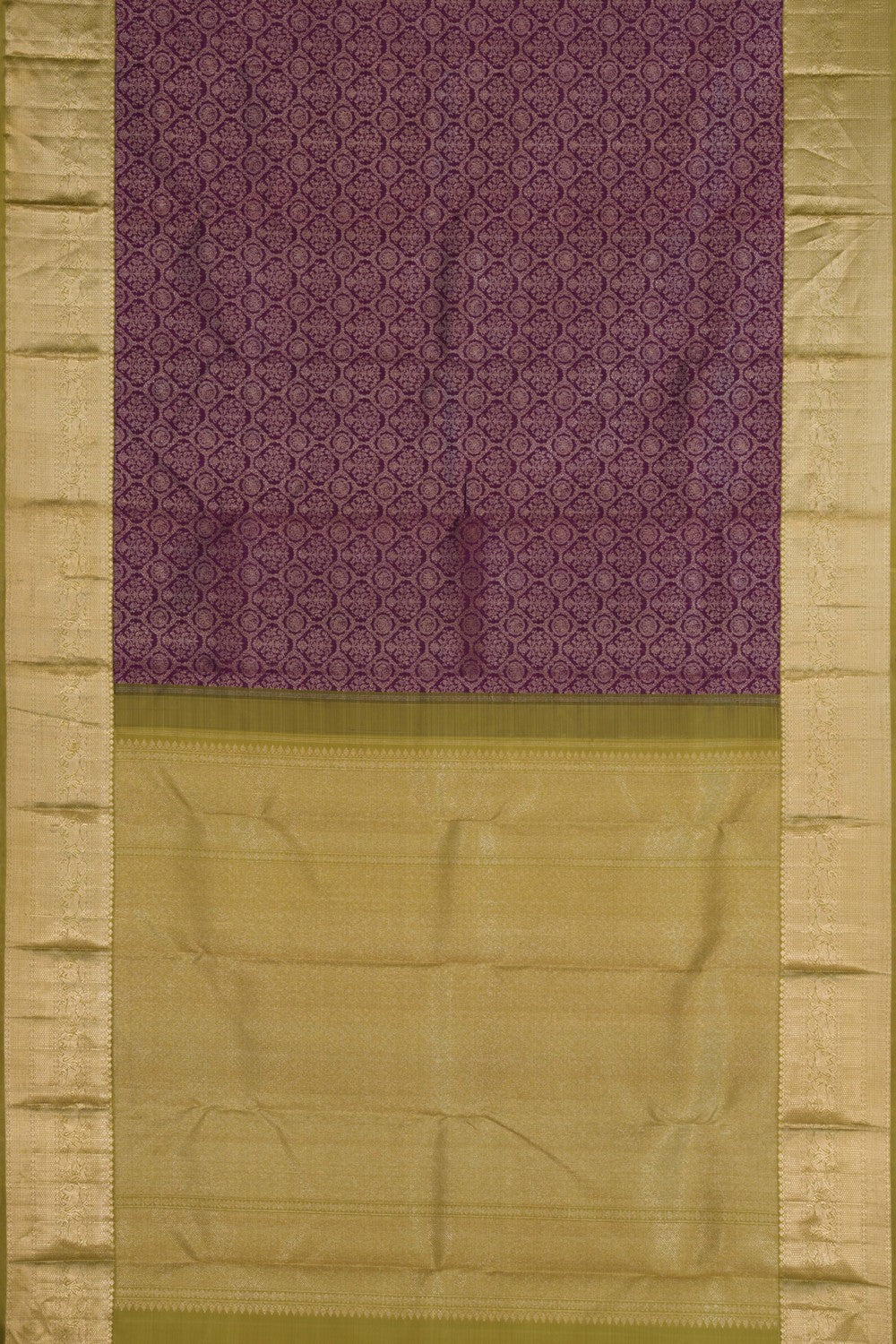 Image of Violet Silver Yanai Kil Floral Brocade Arani Silk Saree