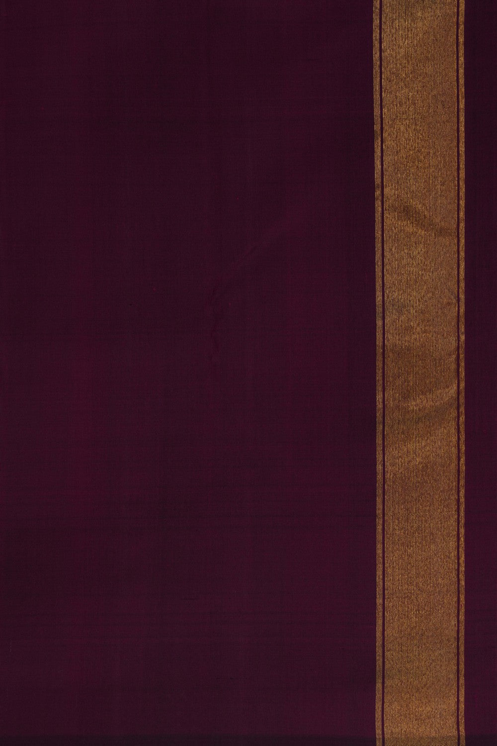 Image of Regal Purple Plain Arani Silk Saree with Gold Zari Temple Border