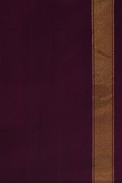 Image of Regal Purple Plain Arani Silk Saree with Gold Zari Temple Border