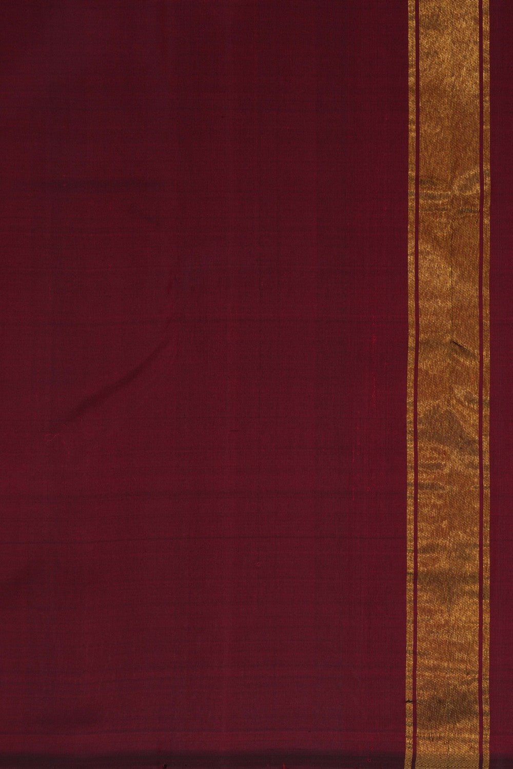 Image of Maroon Plain Arani Silk Saree with Gold Zari Temple Border