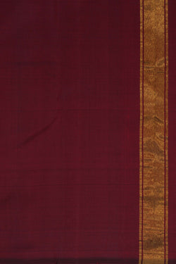 Image of Maroon Plain Arani Silk Saree with Gold Zari Temple Border