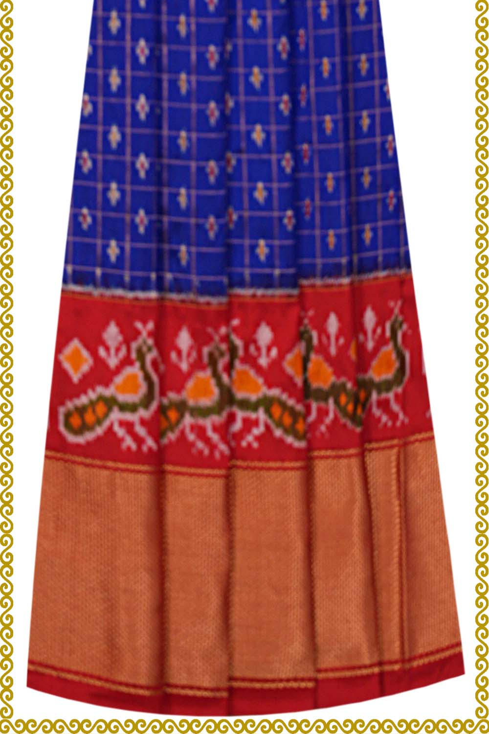 Pochampally Silk Pavada Unstitched Set