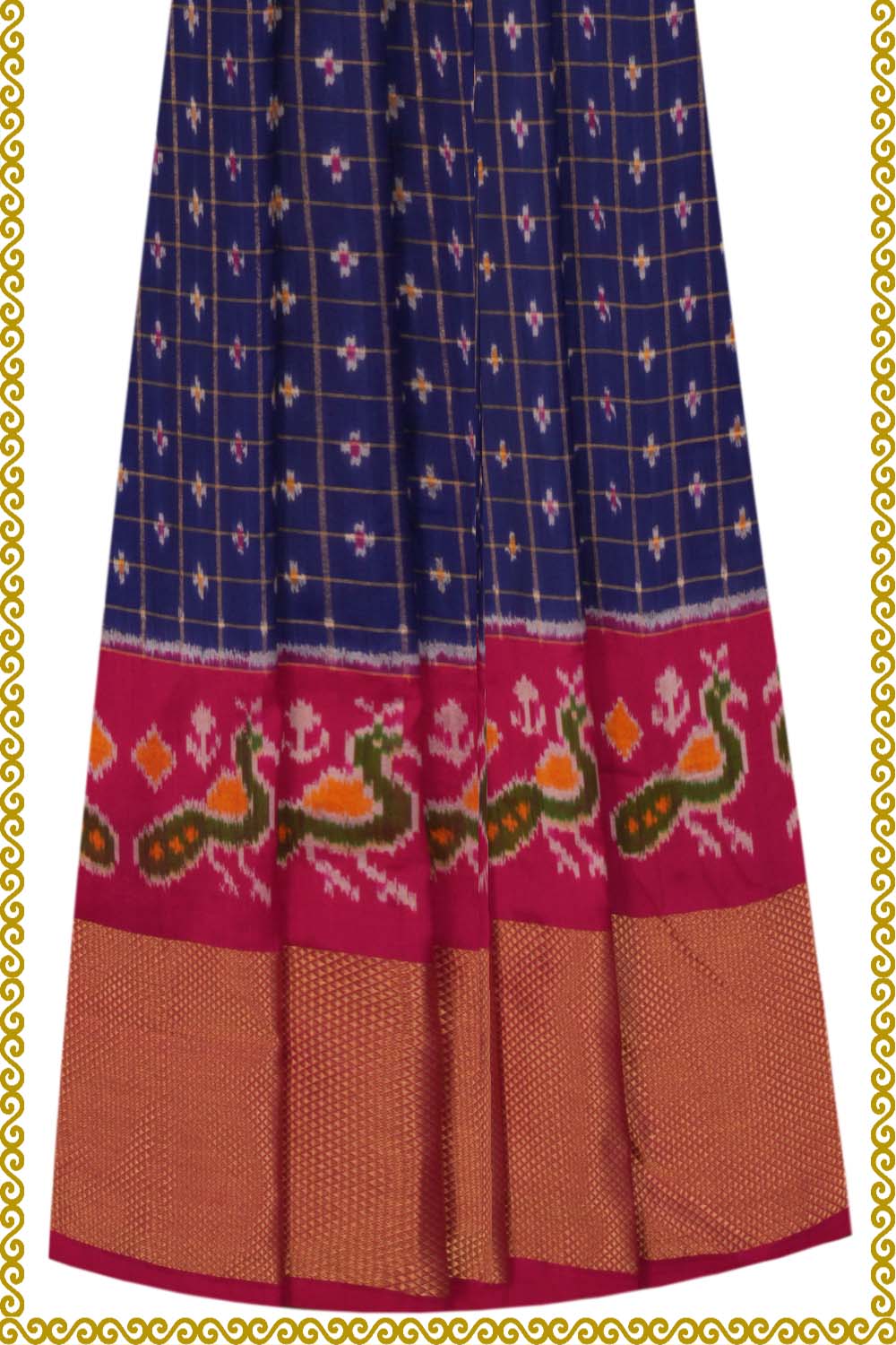 Image of Pochampally Silk Pavada Unstitched Set