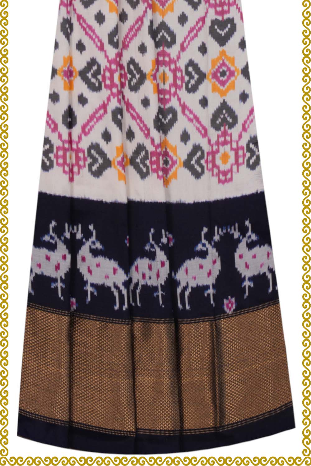 Pochampally Silk Pavada Unstitched Set