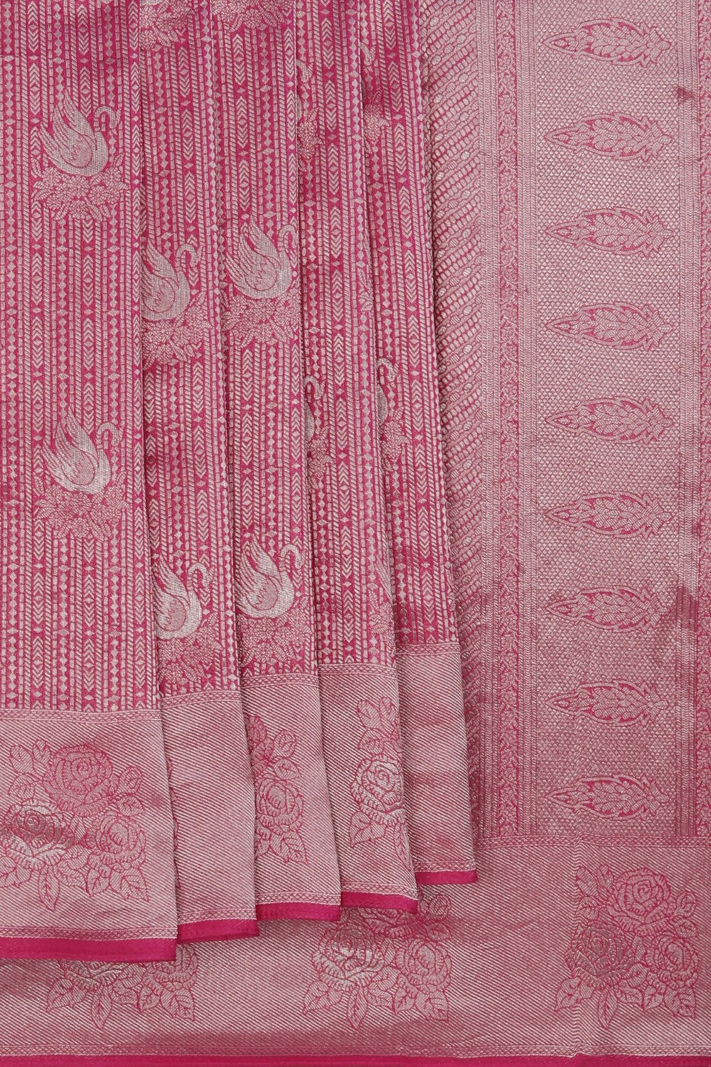 Pink Shimmering Floral Saree