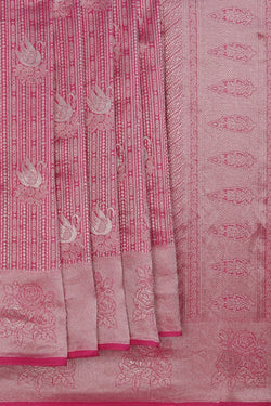 Image of Pink Shimmering Floral Saree