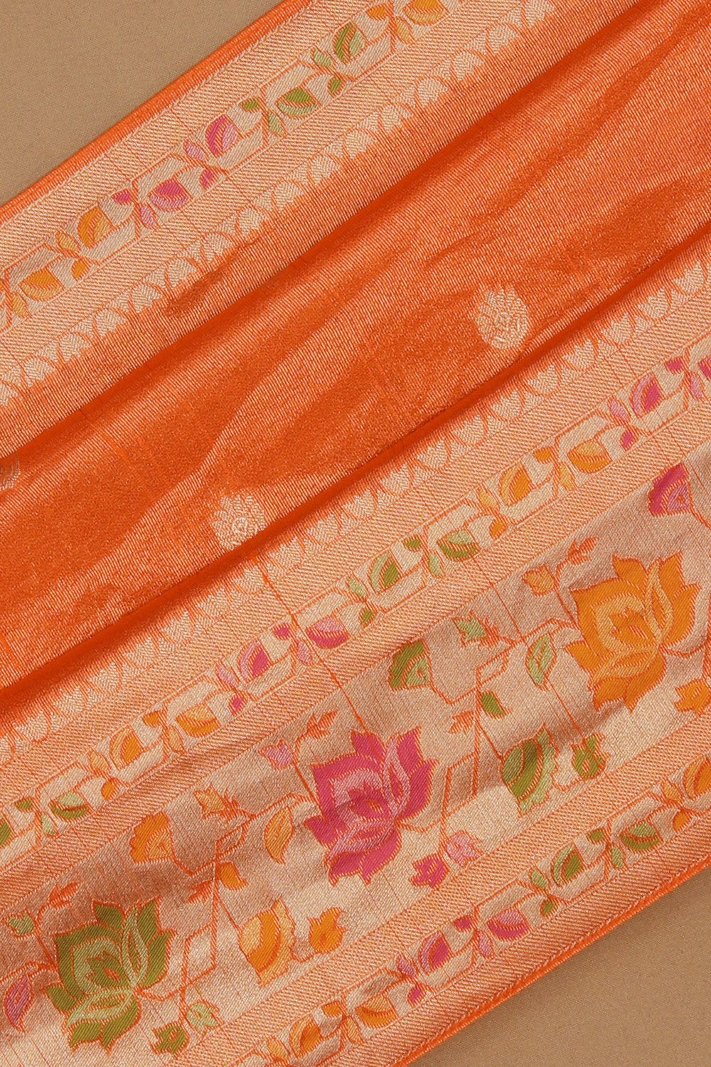 Image of Orange Shimmering Saree