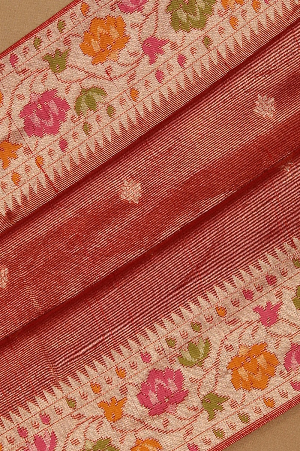 Image of Red Shimmering Saree