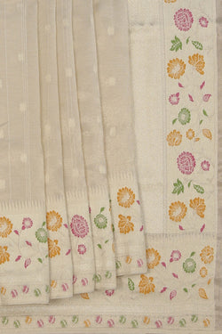 Image of Off-White Shimmering Saree