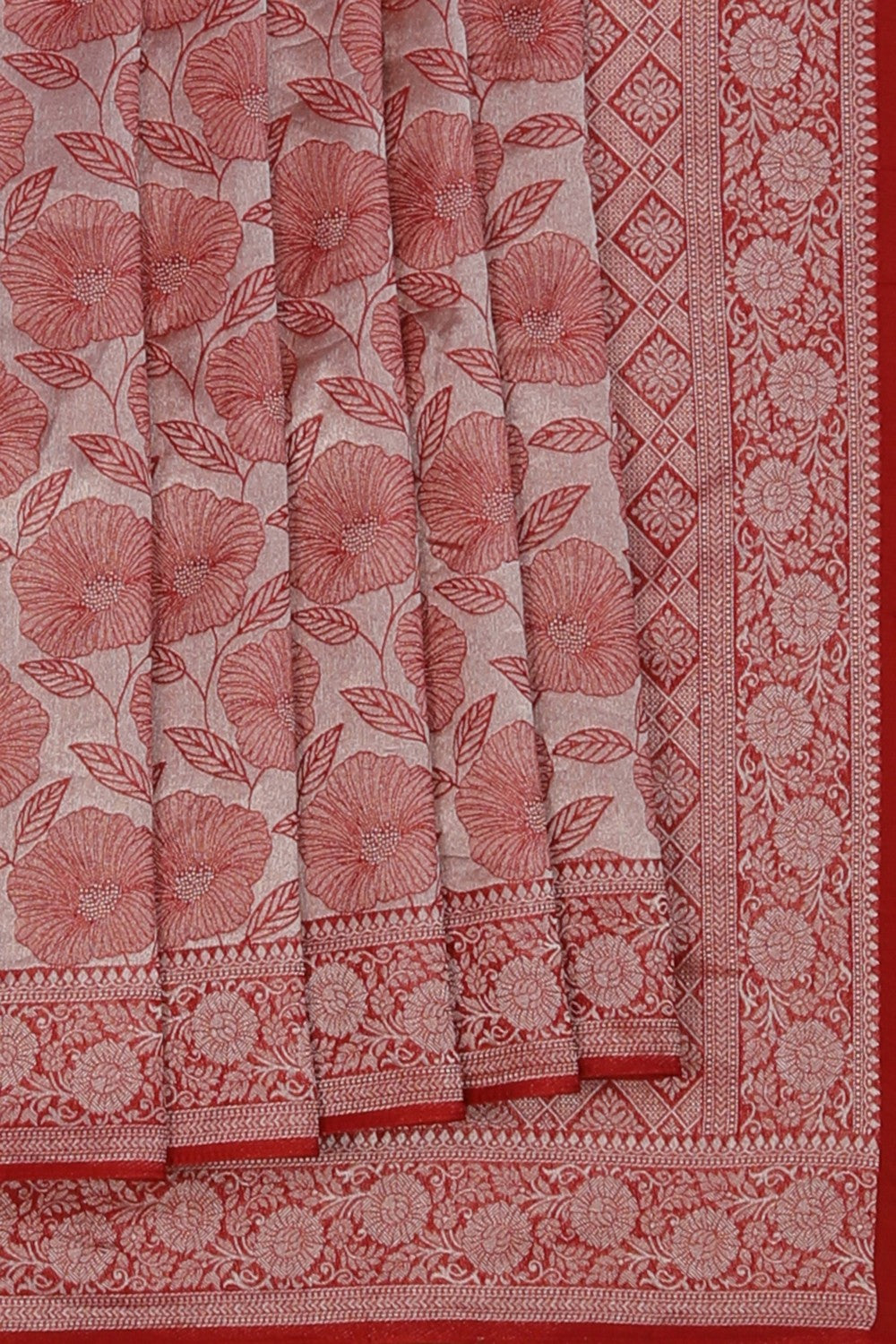 Red Shimmering Floral Saree