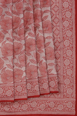 Image of Red Shimmering Floral Saree