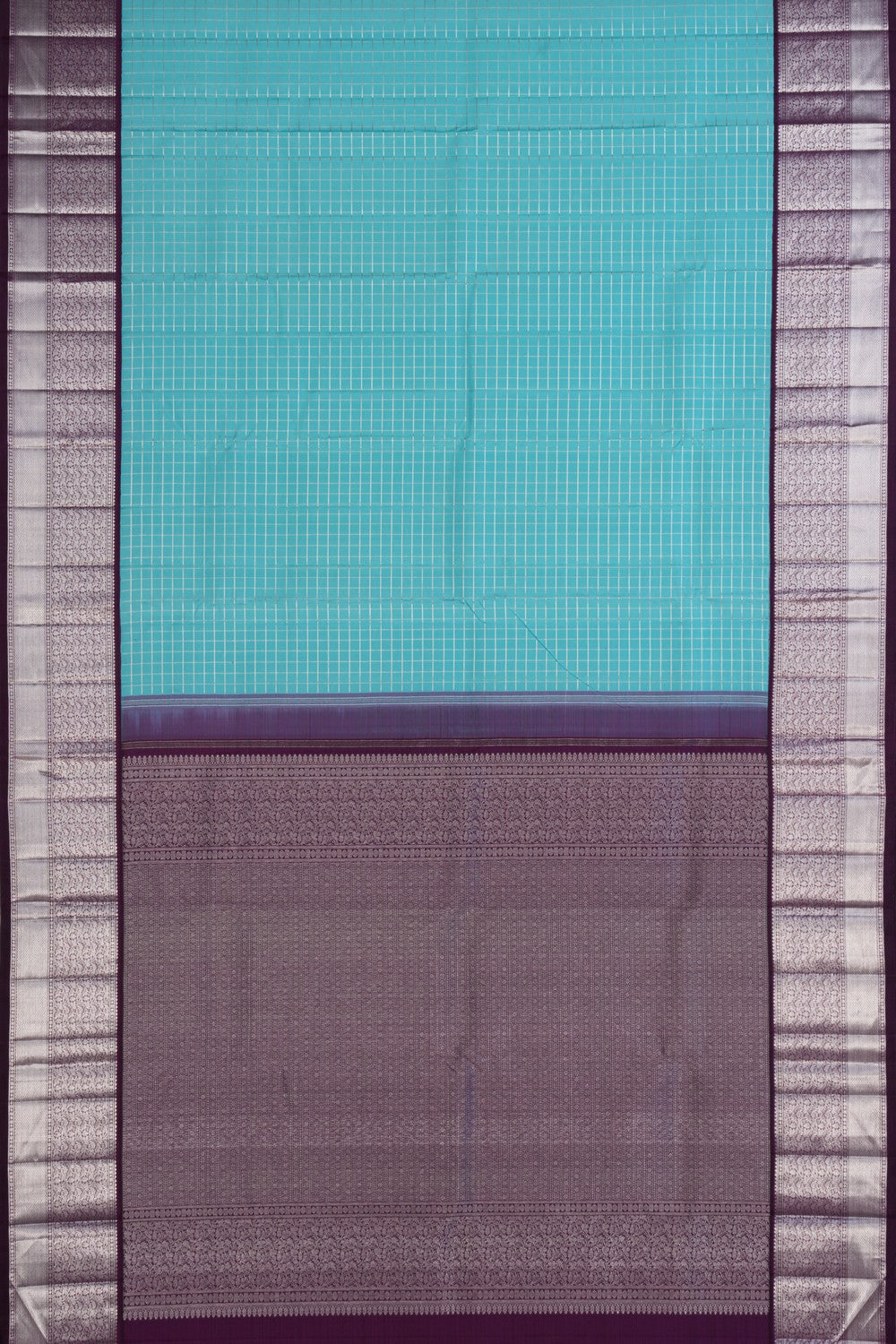 Image of Ice Blue Kattam Pattern Arani Silk Saree