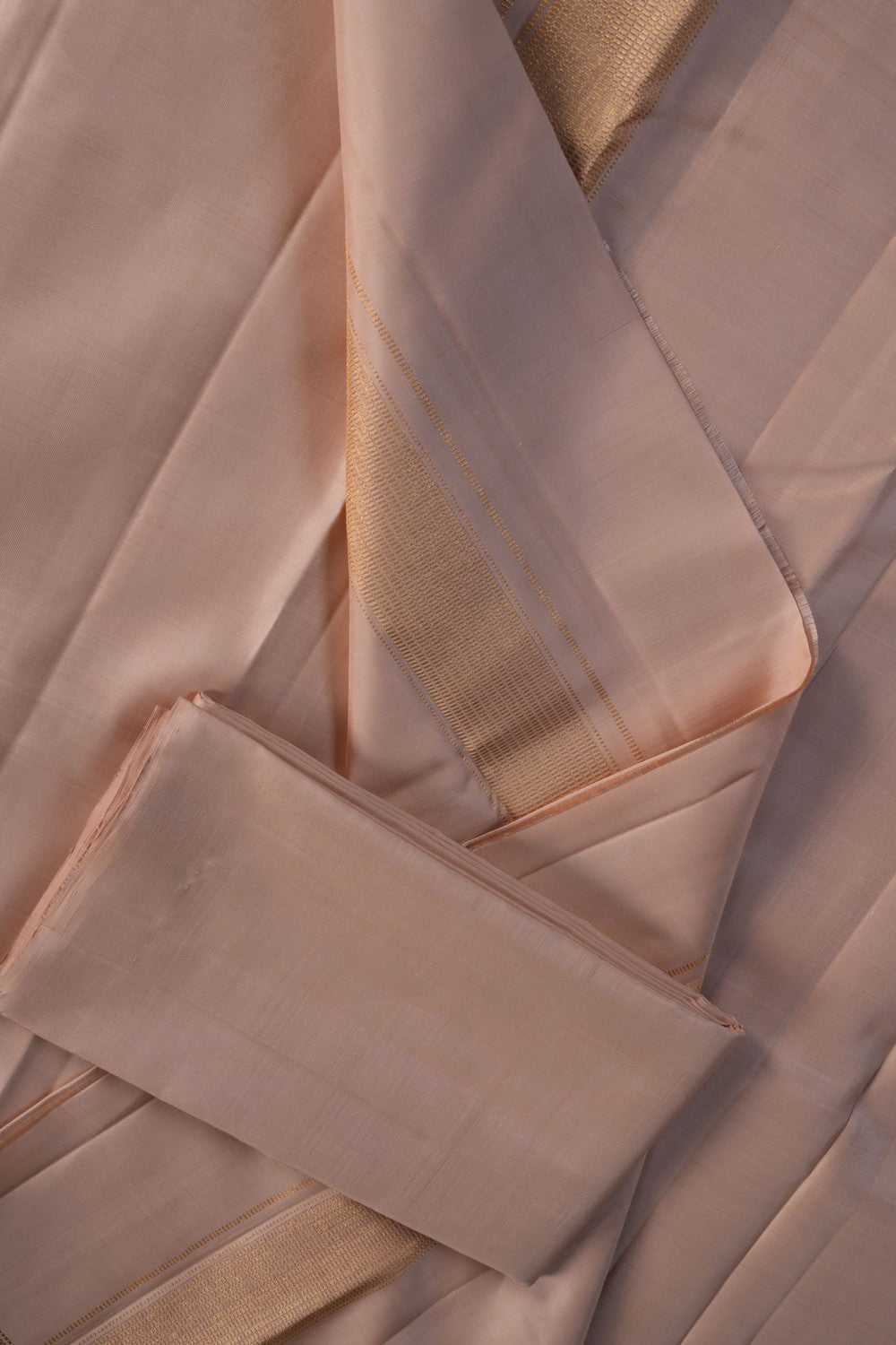 Image of Arani Silk Beige Dhoti With Kanduva (8 X 4)