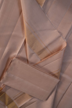 Image of Arani Silk Beige Dhoti With Kanduva (8 X 4)