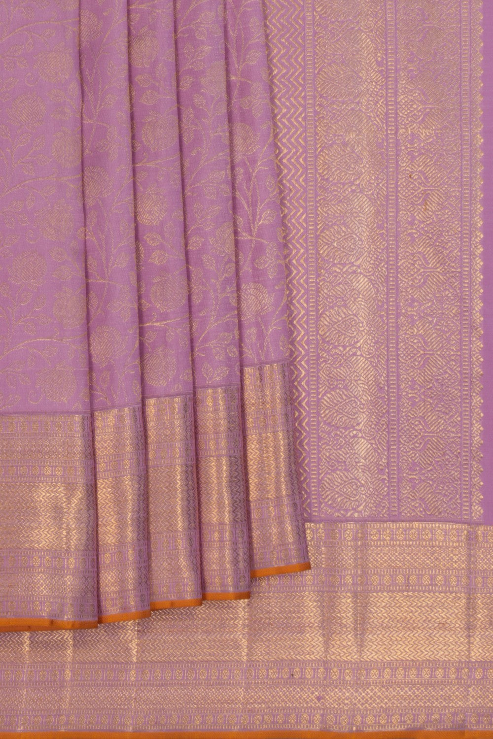 Mauve Purple Floral Brocade Kanchipuram Silk Saree