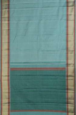 Image of Smoky Blue Chevron Kanchipuram Silk Saree