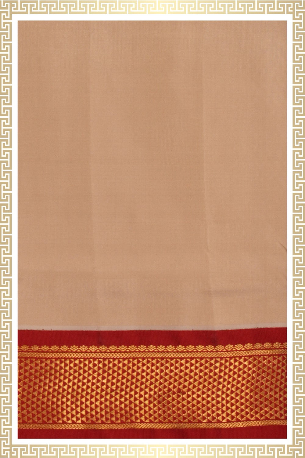 Image of Kanchipuram Silk Off-White Dhoti With Kanduva (8 X 4)