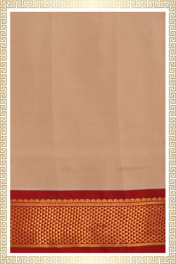 Image of Kanchipuram Silk Off-White Dhoti With Kanduva (8 X 4)