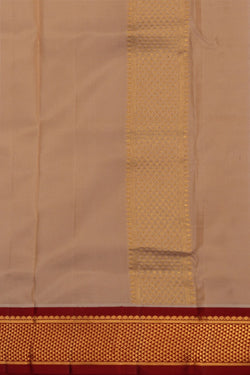 Image of Kanchipuram Silk Off-White Dhoti With Kanduva (8 X 4)