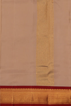 Image of Kanchipuram Silk Off-White Dhoti With Kanduva (8 X 4)
