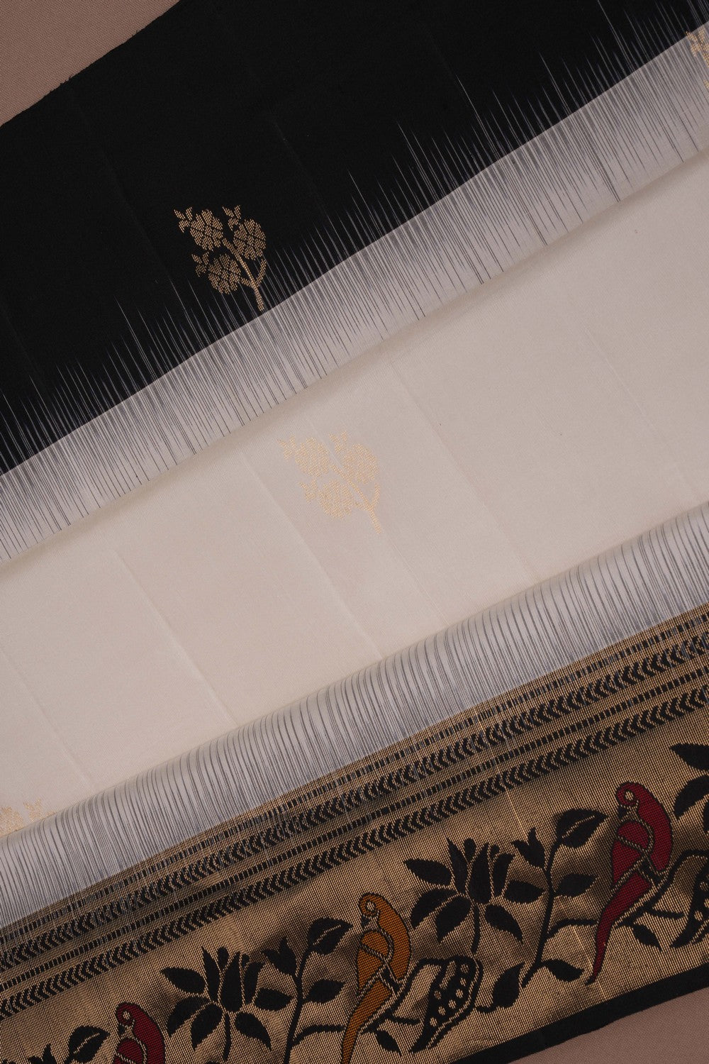 South Silk Off-White Saree