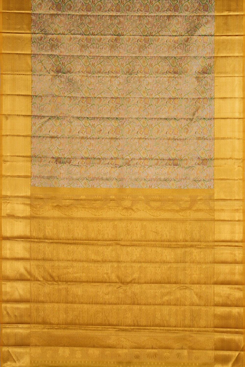 Image of Gold Tissue Meenakari Floral Kanchipuram Silk Saree