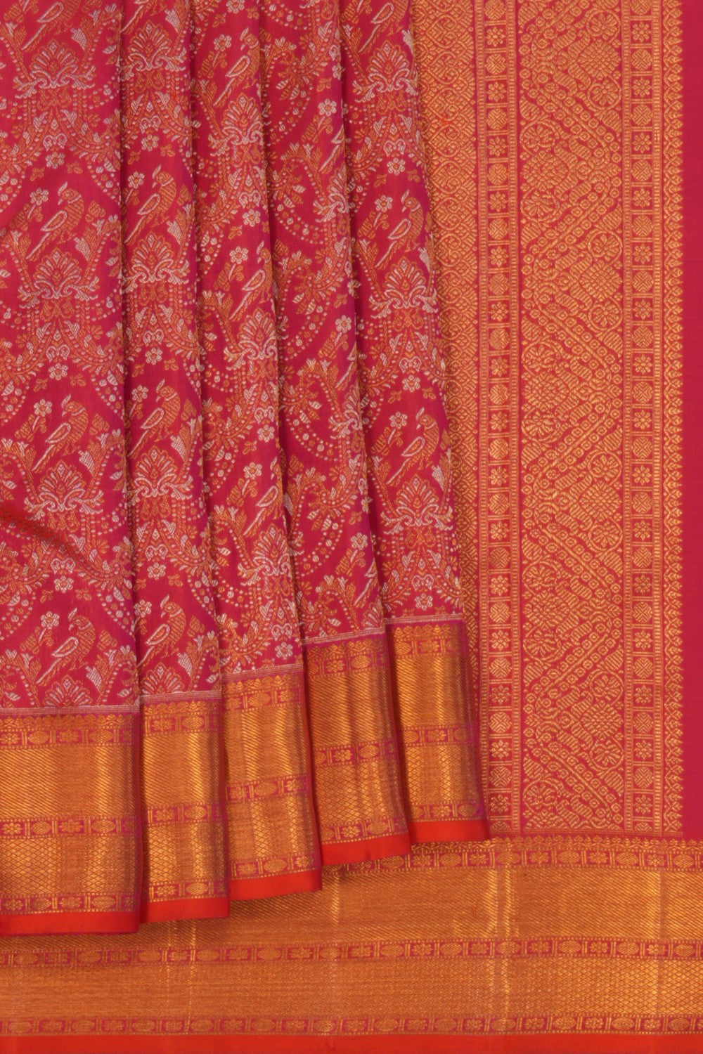 Image of Fuchsia Pink Kanchipuram Silk Saree
