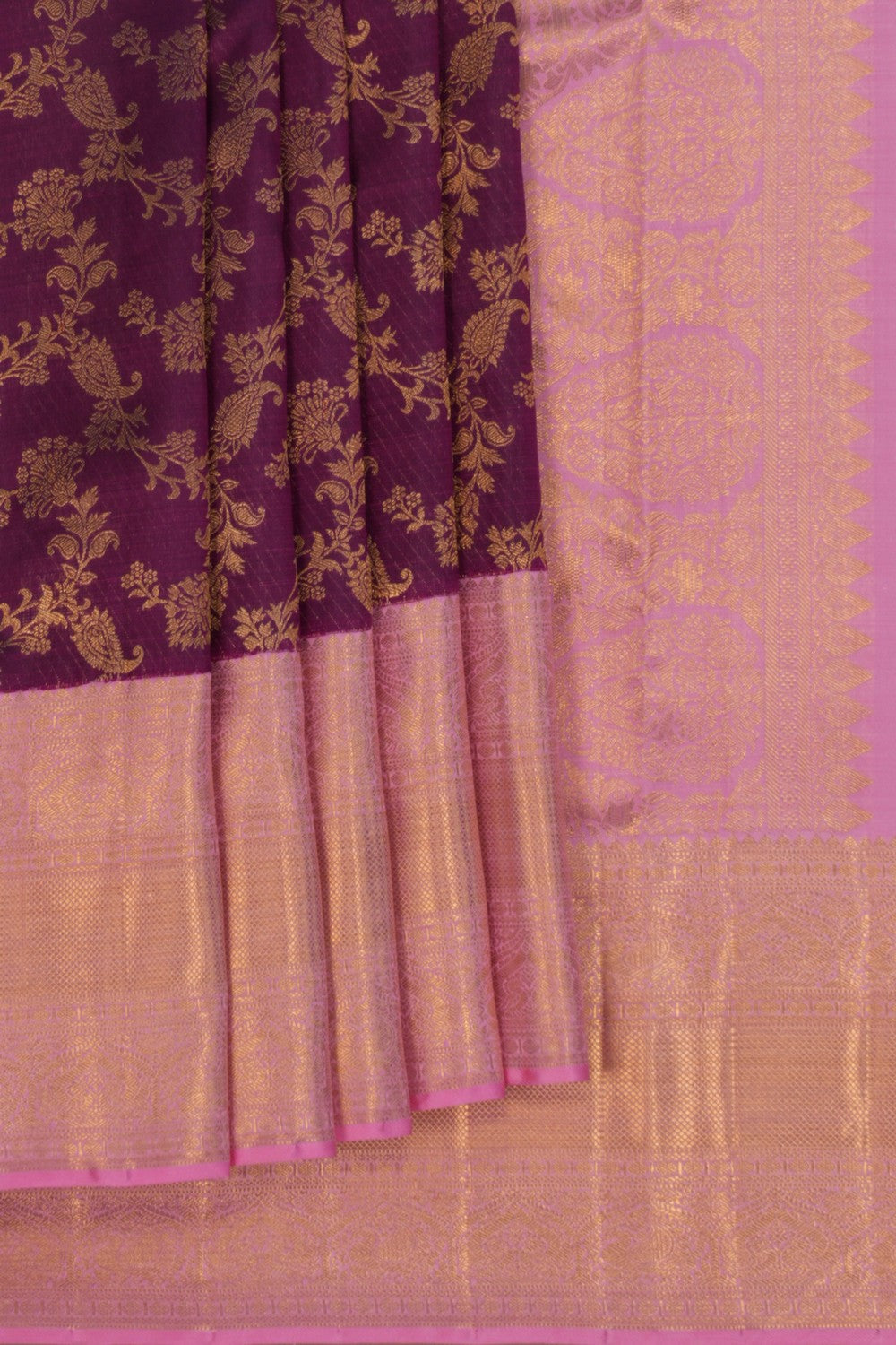 A Regal Purple Kanchipuram Silk Saree