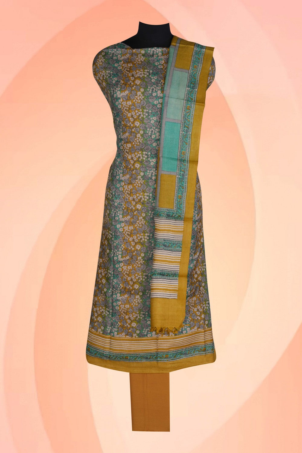 Image of Unstitched Suit Set Tussar Fabric (3 Pcs Set)