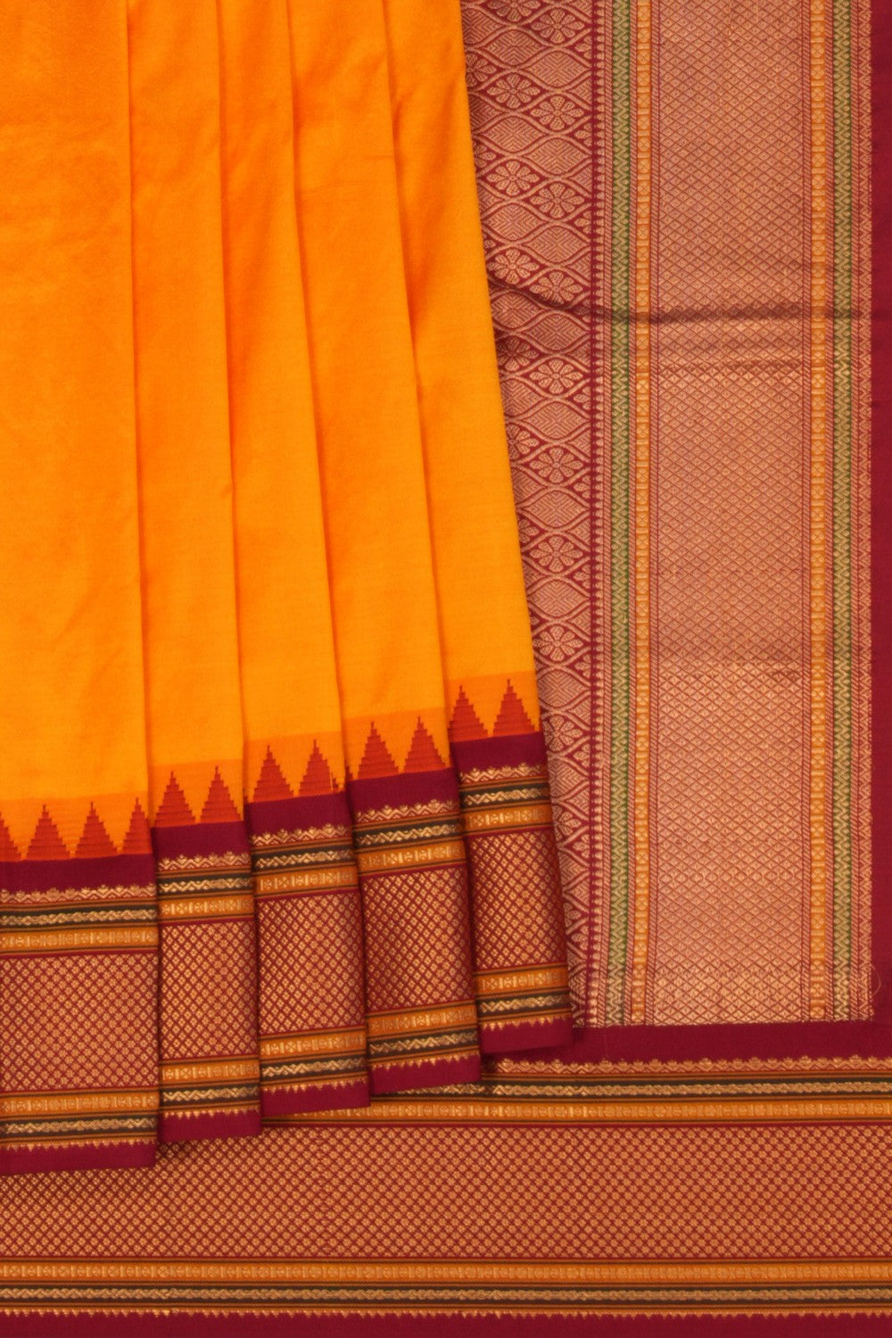 Image of Narayanpet Pure Silk Orange Saree