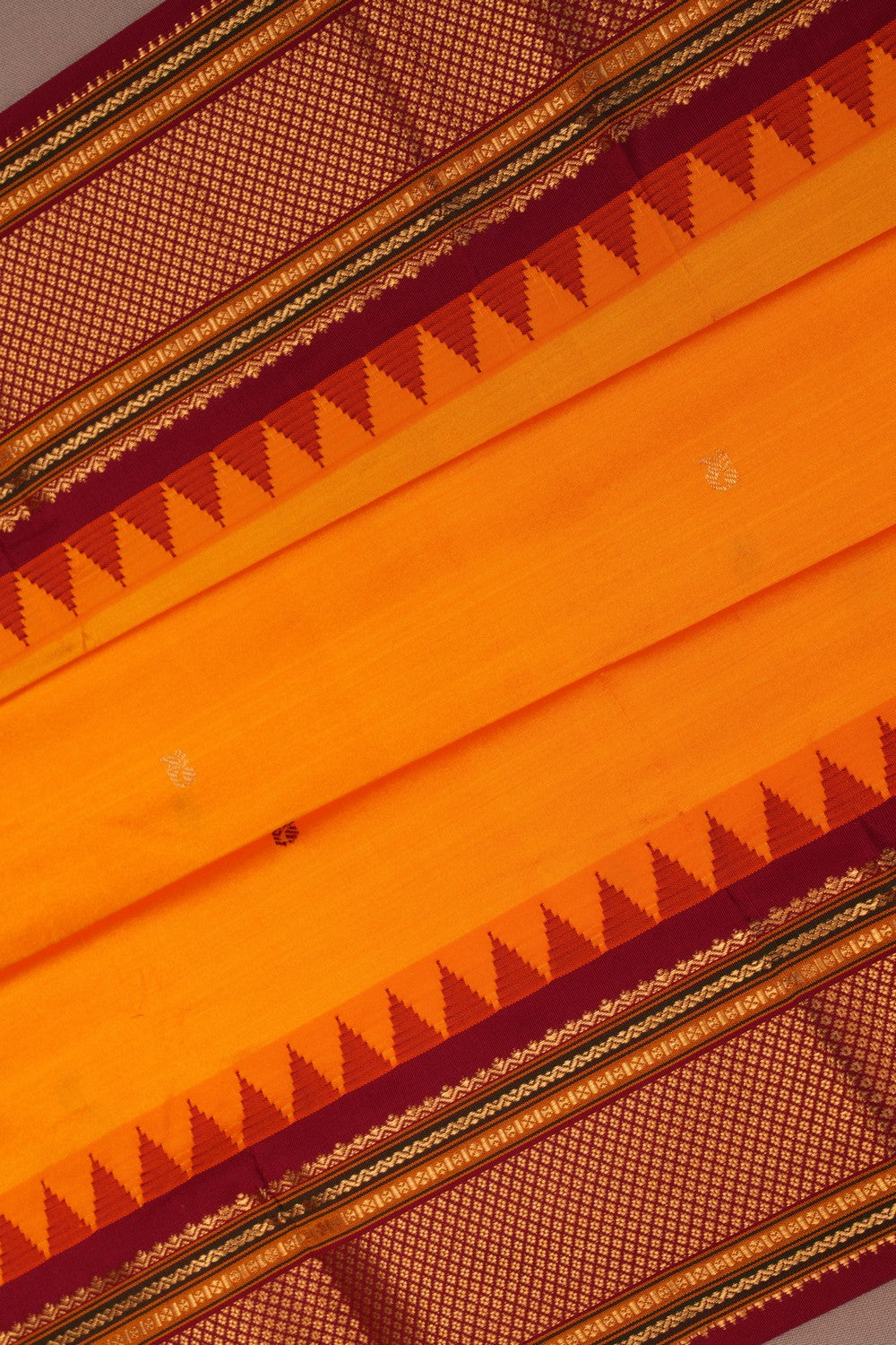 Image of Narayanpet Pure Silk Orange Saree