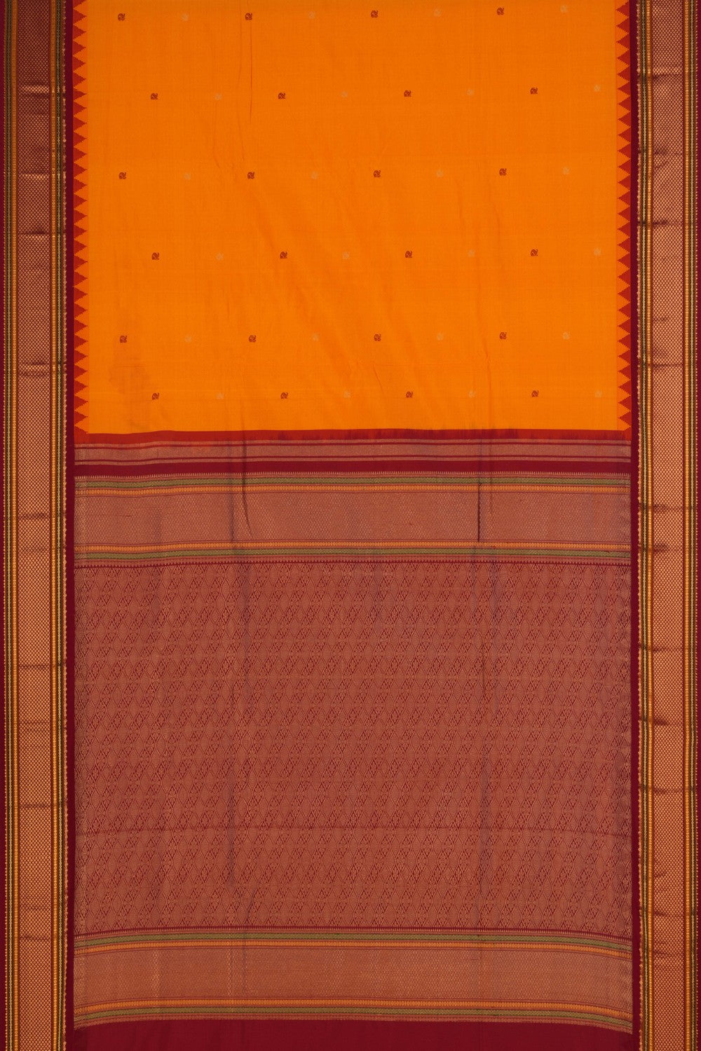 Image of Narayanpet Pure Silk Orange Saree