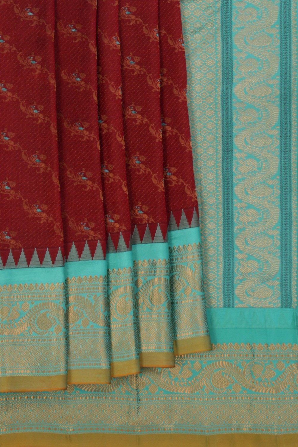 Image of Gadwal Silk Maroon Saree
