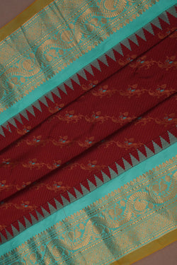 Image of Gadwal Silk Maroon Saree
