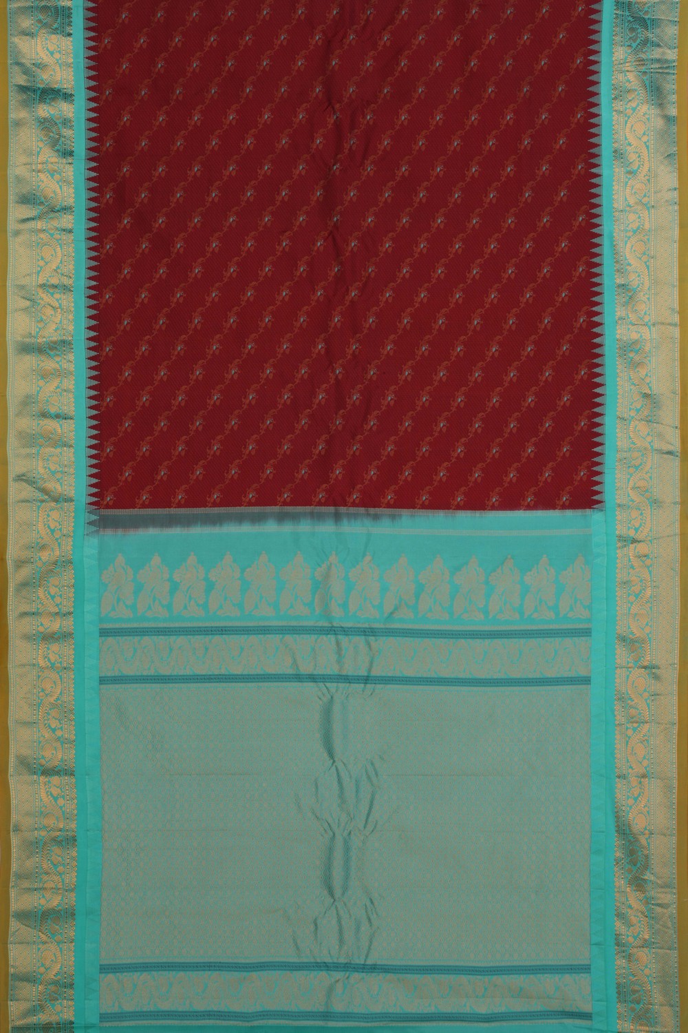 Image of Gadwal Silk Maroon Saree