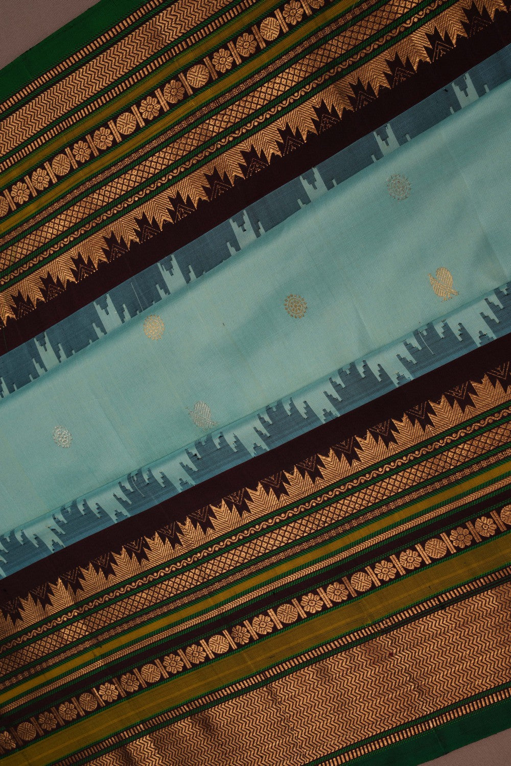 Image of Gadwal Silk Aqua Green Saree