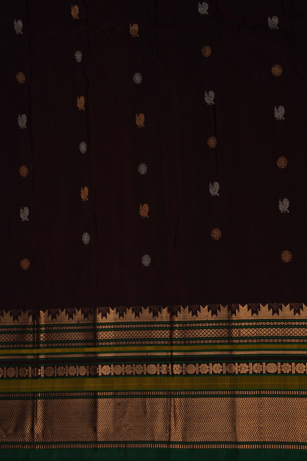 Image of Gadwal Silk Aqua Green Saree