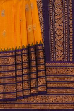 Image of Gadwal Silk Yellow Saree