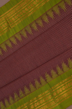 Image of Gadwal Cotton Brown Saree