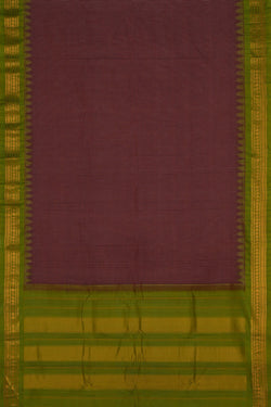 Image of Gadwal Cotton Brown Saree