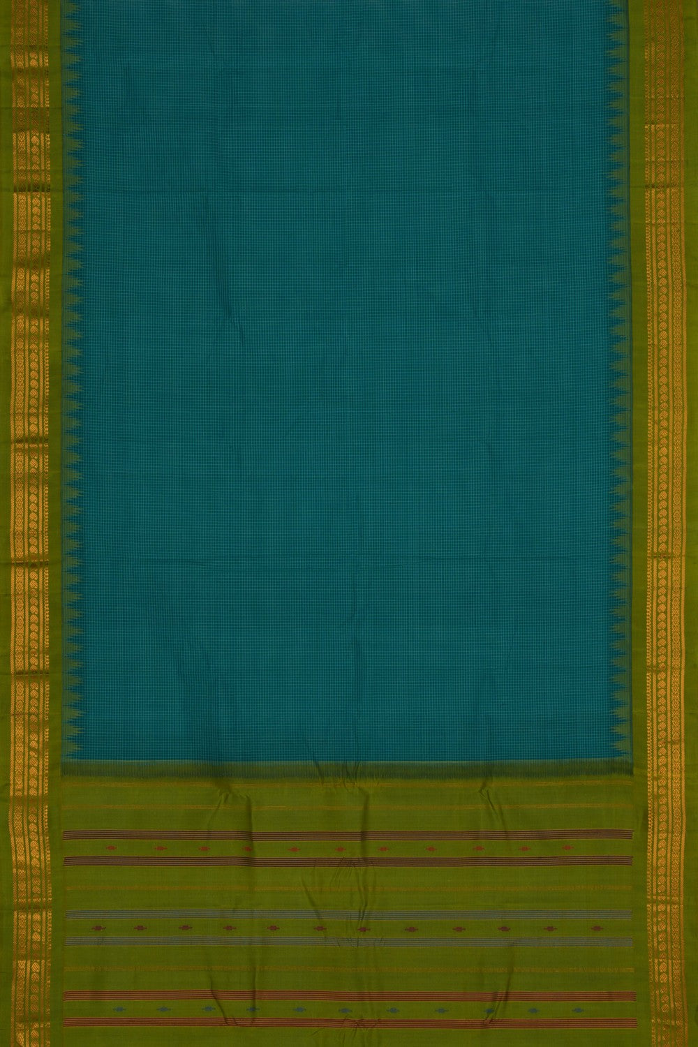 Gadwal Cotton Teal Blue Saree