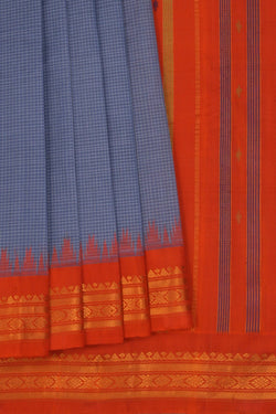 Image of Gadwal Cotton Smoky Grey Saree