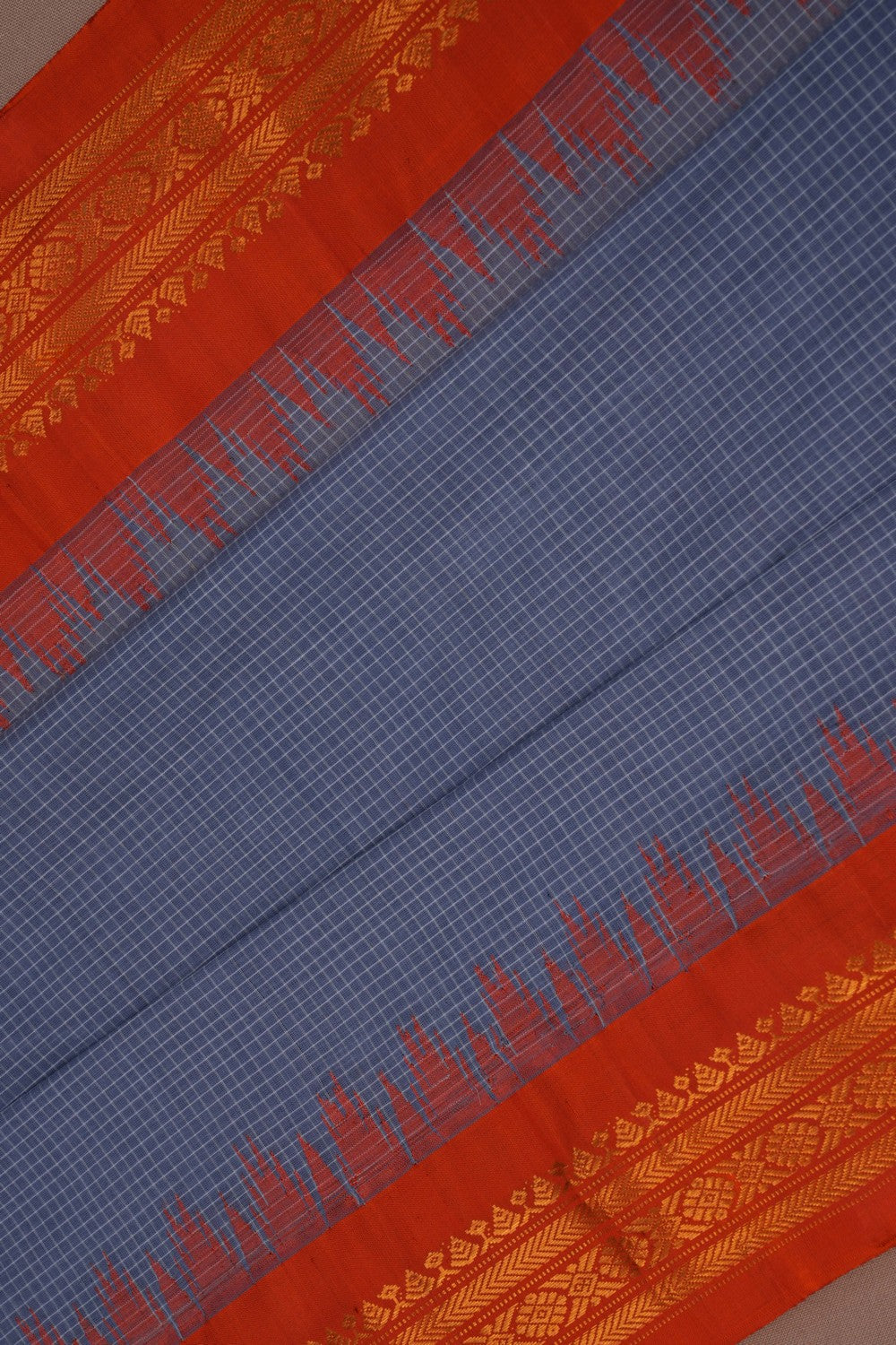 Gadwal Cotton Smoky Grey Saree