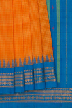 Image of Gadwal Cotton Orange Saree