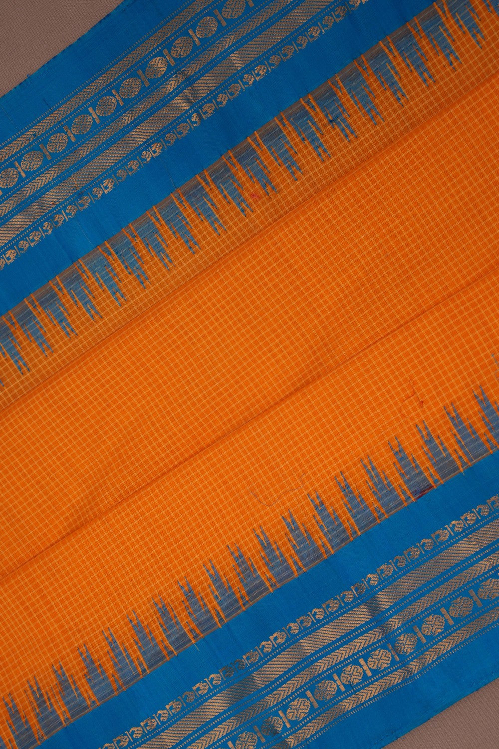 Gadwal Cotton Orange Saree