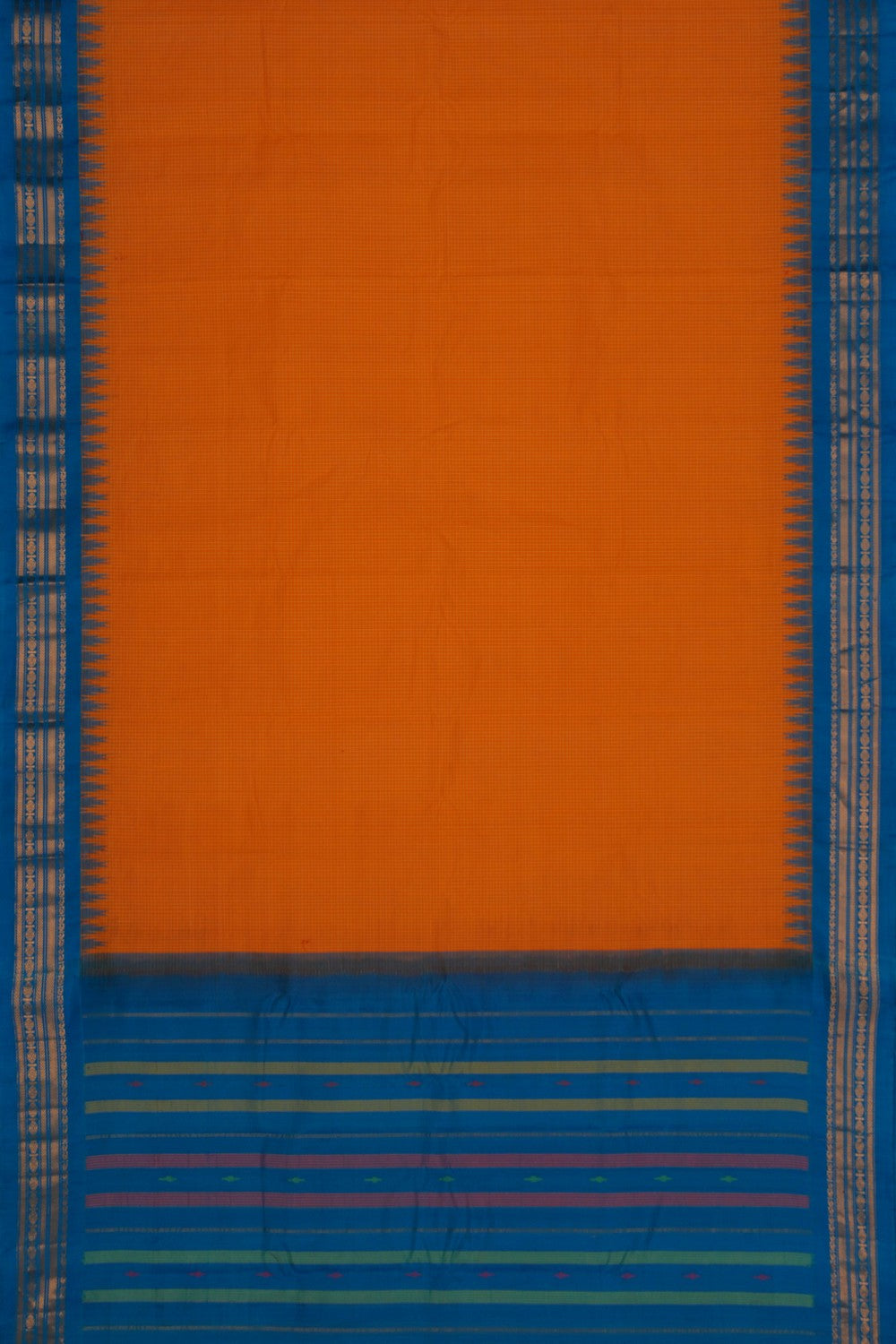Gadwal Cotton Orange Saree