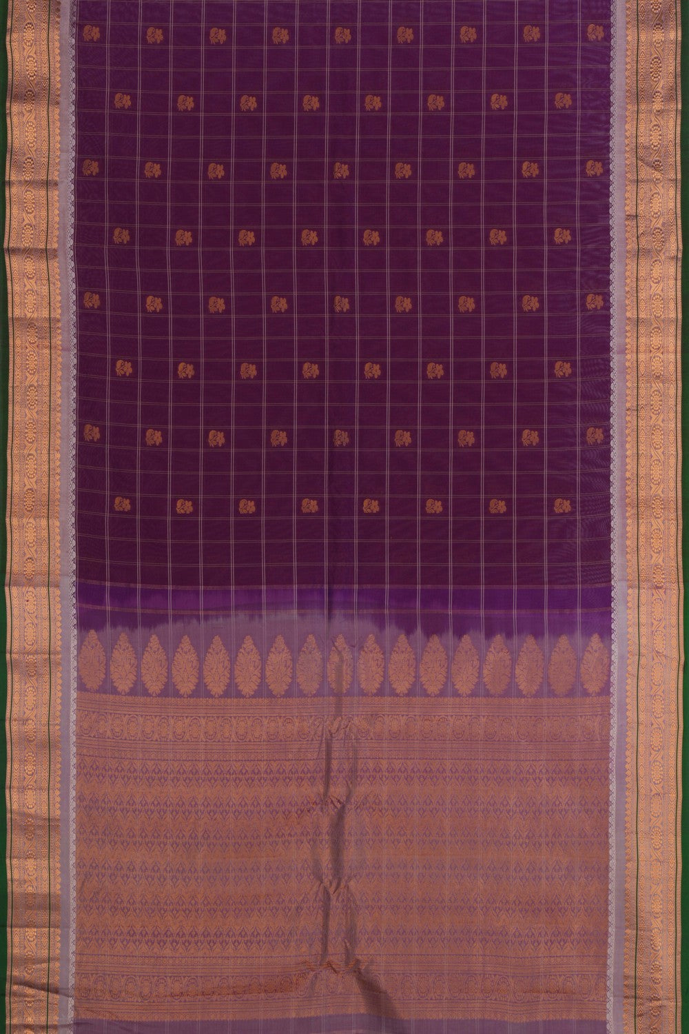 Image of Gadwal Kattam Purple Saree