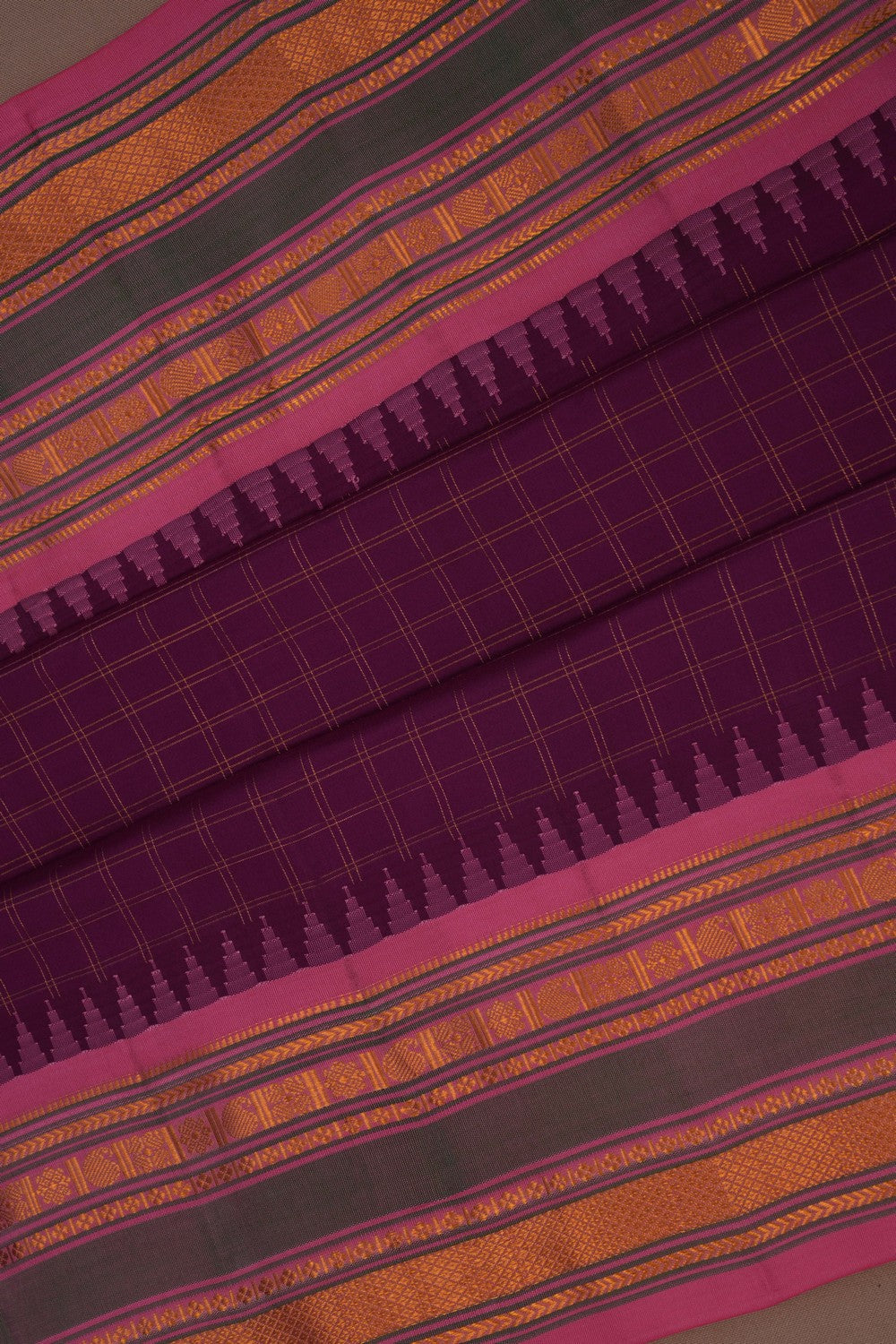 Gadwal Silk Kattam Purple Saree